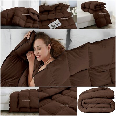 Chocolate Solid Queen Size Egyptian Cotton All Season Down Alternative Comforter-image