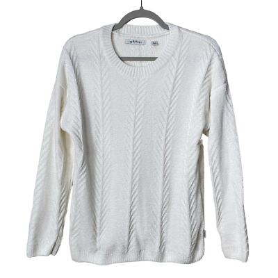 Orvis Women's White Chenille Soft Textured Knit Cozy Pullover Sweater Coastal M -image