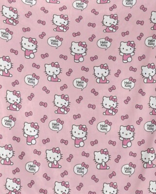 HELLO KITTY Pink Bows Soft Silk Touch Throw Blanket 46” x 60” - New-image