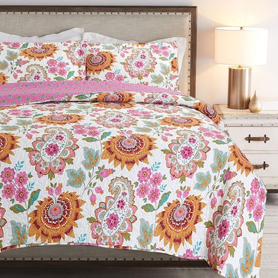 Cozy Line Veneto Floral 3-Piece Quilt Bedding Set Multi Queen-image