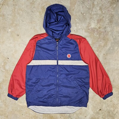 Vintage XL (18-20) Nike Blue & Red Windbreaker Jacket Zip Black Tag -image
