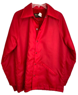 Vintage Swingster Mens Red Snap Front Windbreaker Size S Coastal Outdoor Golf-image