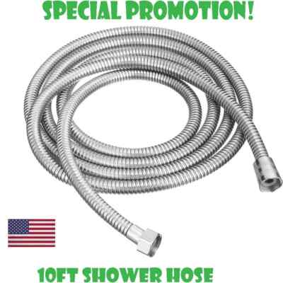 10FT Shower Head Hose Handheld Extra Long Stainless Steel Bathroom Flexible Tube-image