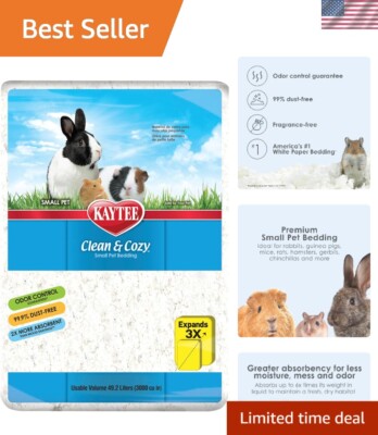 Clean & Cozy White Paper Bedding, 49.2L - Soft, Fragrance-Free Comfort for Pets-image