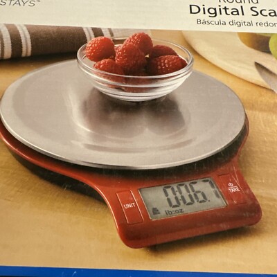 Digital Scale Up To 11 Pounds lb oz fl’oz Grams ml Pounds And Ounces Red Round-image
