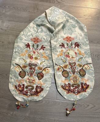 Pier 1 Imports Embroidered Tassel Bindi Paisley Table Runner 13 x 72” Bohemian-image