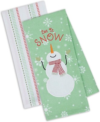 Design Imports DII Let It Snow Snowman Winter Dishtowel Set 2-image