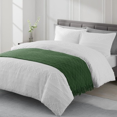 Green Throw Blanket 50 x90 Inches Throw Textured Solid Soft Sofa Throw Bed Ru...-image