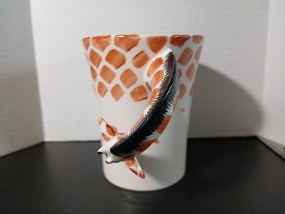 Pier 1 Imports Giraffe Neck Handle Mug Hand Painted 3D Large-image