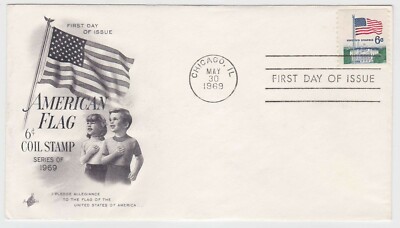 TurtlesTradingPost- Flag Over White House 1969 FDC #1338G Coil- Artcraft Cachet-image