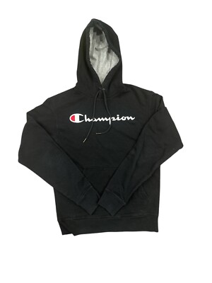 Comfortable Black Champion Hoodie - Womans Small-image