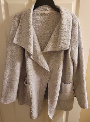 Krazy Kat Fleece Jacket Women's Size S-L Single Button Grey COZY COMFORT POCKETS-image