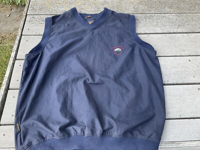 Sun Mountain Men’s Golf Vest Large Black Pullover Wind Breaker V Neck READ-image