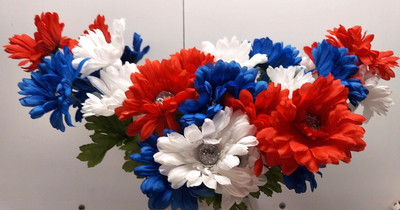 (6) Bouquets New Mainstays Patriotic Flower Silk Red/White/Blue 18