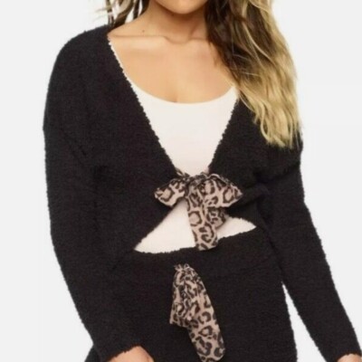 Felina Denali Cozy Knit Cardigan ~ Black ~ Medium ~ Lounge wear ~ NWT-image