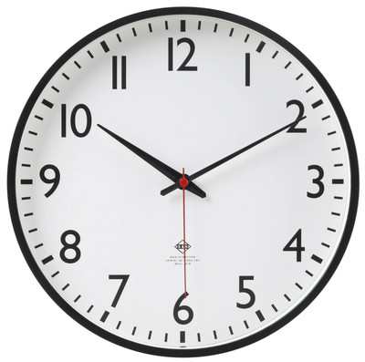 Mainstays 11.5” Quartz Black & White Schoolhouse Wall Clock with Red Second Hand-image