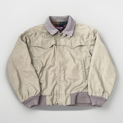 Vintage 70s West Wind Sportswear Tan Flannel Lined Jacket Mens L Made in USA-image