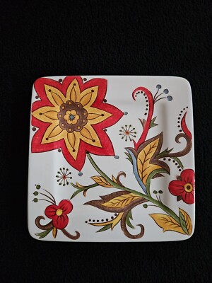 Pier One 1 Imports CARYNTHUM, Set of 2 Square Earthenware Salad Plates, 8 3/4”-image