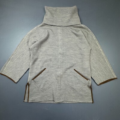 Soft Surroundings Wool Blend Sweater Women’s Medium Gray Tunic Pockets Cozy-image