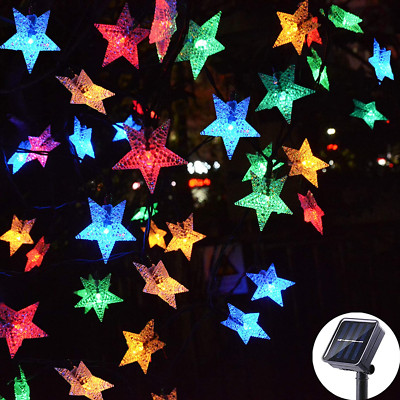 Outdoor Solar Star String Lights 30Ft 50LED Multicolor Star Twinkle Lights Solar-image