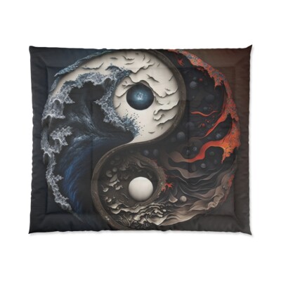 King Size Comforter Yin Yang Balance Meditation Mandala Zen Art Harmony-image