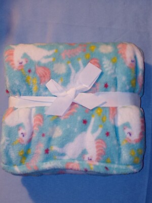 Multicolor Plush Comfort Bay Kids Cozy Hooded Throw Blanket Unicorns 50 x 25 in-image