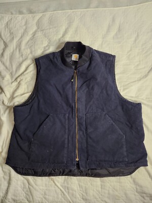 Vintage Carhartt Vest Mens 3XL Quilted Lined Blue Duck Canvas Western V02-MDT -image