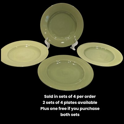 New Set 4 (or 8/9) Pier 1 Import Dinner Plates Essential Colours color Green 11”-image