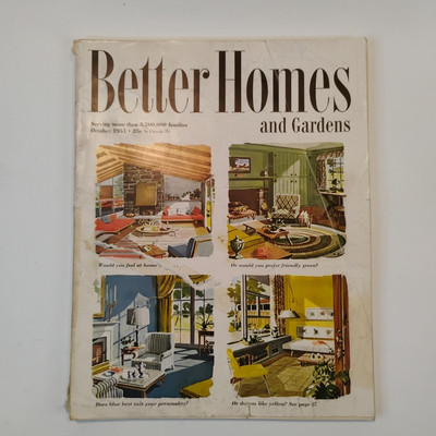 Vintage Better Homes & Gardens Magazine- October 1951- Classic Advertising Pages-image