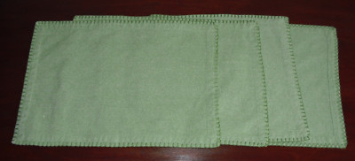 Pier 1 Placemats Set of 4 Green Sage Green Woven Embroidered Edge Cotton-image