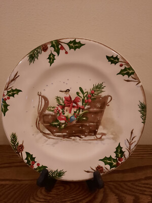 Pier 1 Winter Wonders Sleigh Salad Plate New without Tag-image
