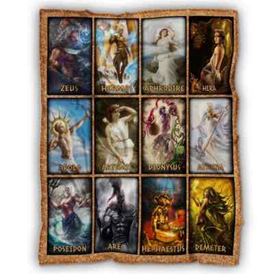 Greek Blanket – Ancient Olympia Greek Gods Fleece & Sherpa Cozy Throw for Fans-image