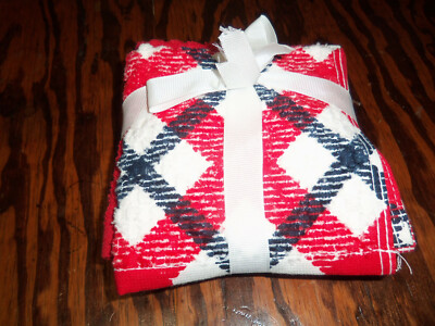 6 pk Mainstays Cotton Washcloths Set - Red, White, & Multi-image