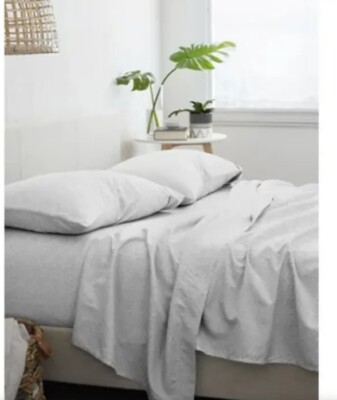 Becky Cameron Premium Ultra Soft 4-Piece Light Gray Chambray Style Pattern...-image