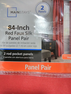 Faux Silk Rod Pocket Panel Pair Red 2-37/84