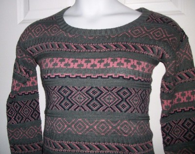 $50 PINK ROSE cozyy knit Sweater SMALL HI LO PINK GRAY top New-image