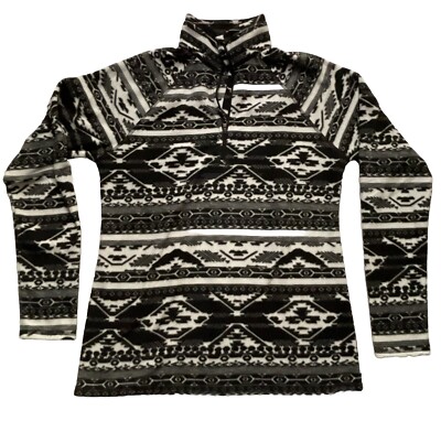 Eddie Bauer Woman 1/4 Zip Fleece Pullover Aztec Print Size Small Comfortable-image