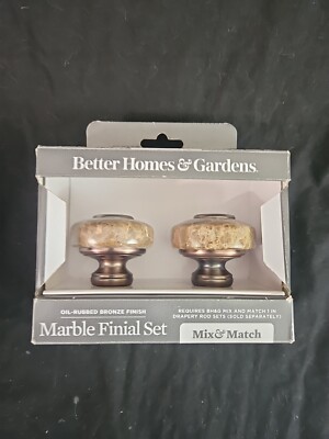 New Better Homes & Gardens Marble Finial Set Oil-Rubbed Bronze Finish 2 In Box-image