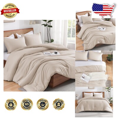 Cozy Khaki Bohemian Full Size Comforter Set - Machine Washable & Reversible-image