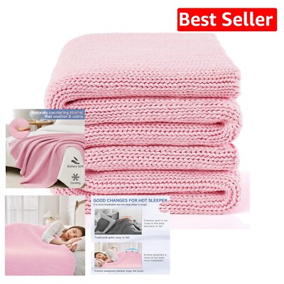 Elegant Knitted Cooling Weighted Blanket - Pink 50