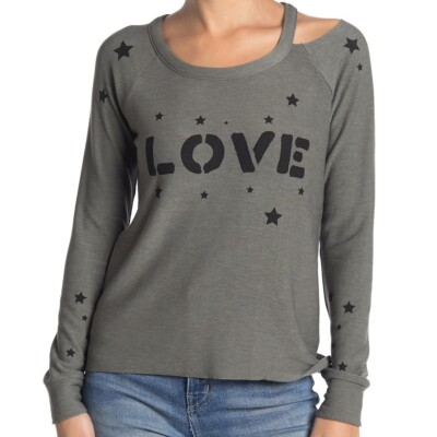 Chaser Sweatshirt Sz S Women's Love Stars Cozy Knit Vented Cutout Pullover NWT-image