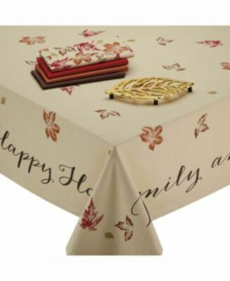 DESIGN IMPORTS Happy Family Rustic Leaves Print Tablecloth 52