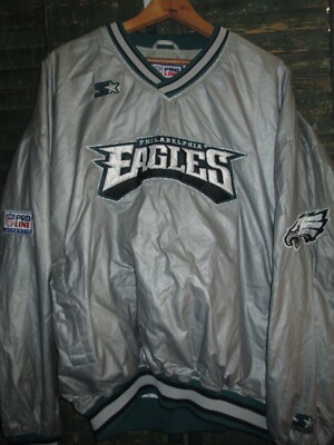 PHILADELPHIA EAGLES Vtg 90s y2k Pull Over Silver Starter jacket wind breaker 2XL-image