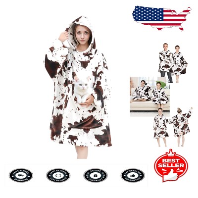 Cozy Oversized Wearable Blanket Hoodie for Ultimate Comfort - Black & White-image