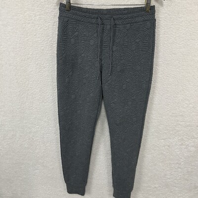 Fabletics Textured Sweatpants Women’s M Gray Geometric Joggers Athleisure Cozy-image