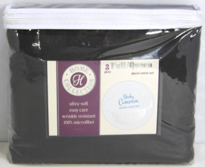 BECKY CAMERON Home Collection 1800 FULL / QUEEN Gray Duvet Cover & 2 Shams NEW-image