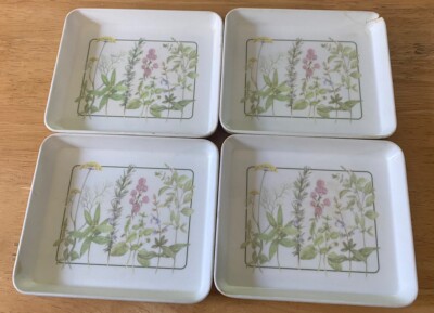 Vintage Design Imports Italy Flower Herb Melamine  4 Serving Platters-image