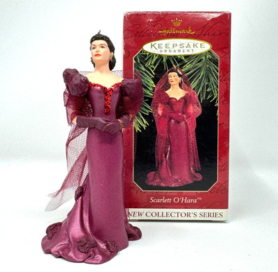 VTG SCARLETT OHARA Burgundy Dress 1997 Hallmark Ornament Gone with the Wind IOB-image