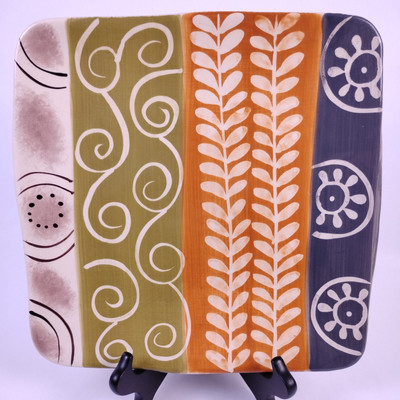 Pier 1 VENLO Square Serving Platter Earthenware Dinner Plate-image