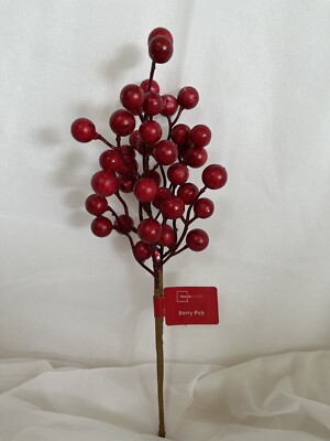 Mainstays 12” Christmas Red Berries Pick - Floral Bouquets, Wreaths, Crafts-image